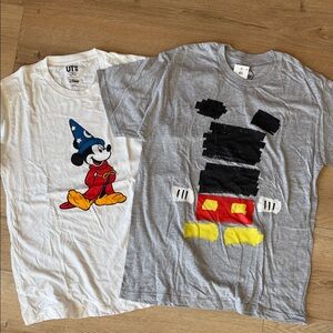 Disney and Uniqlo unisex Mickey Mouse Tees - White and Gray lot. 2 for $8